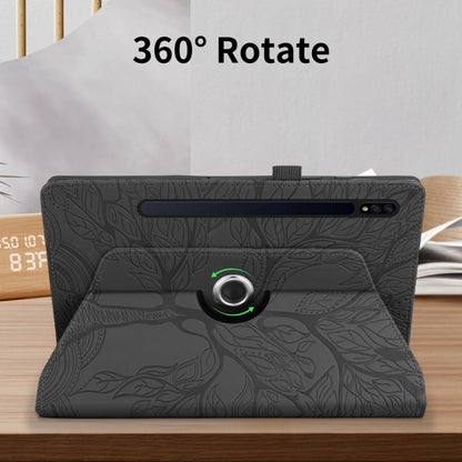 For Samsung Galaxy Tab S9 / S9 FE Tree Life Embossed Rotation Leather Tablet Case(Black) by bashfashion