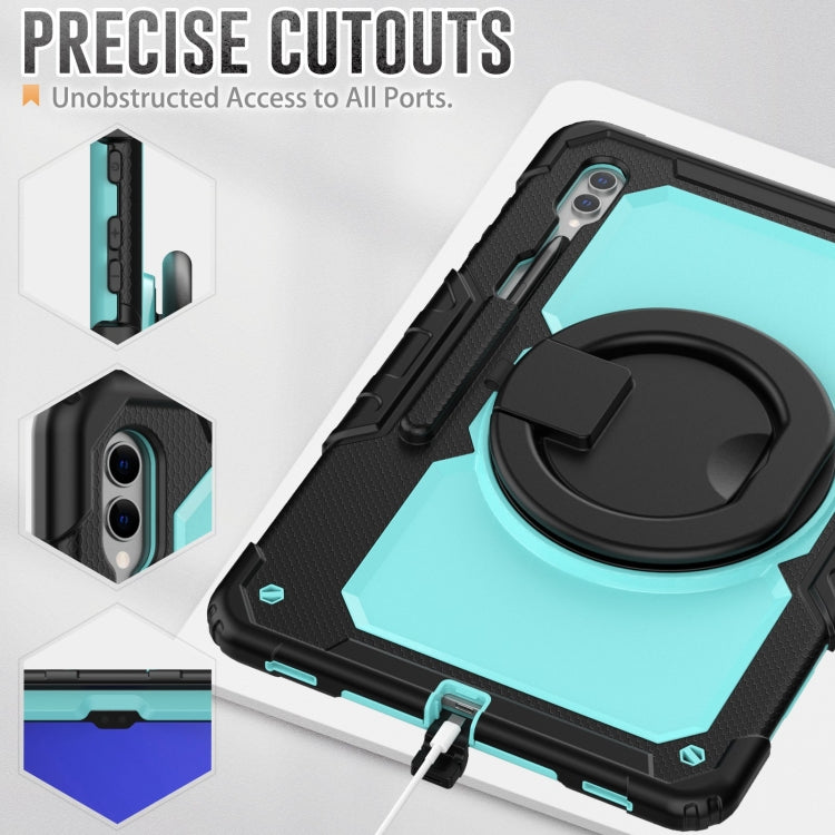 For Samsung Galaxy Tab S10 Ultra D Type Silicone Hybrid PC Tablet Case with Handle Holder(Light Blue PC) by bashfashion