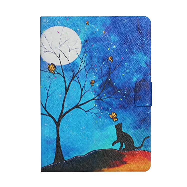 For Samsung Galaxy Tab A11+ / A9+ Colored Drawing Pattern Horizontal Flip PU Tablet Case with Sleep / Wake-up Function(Moonlight Cat) by bashfashion