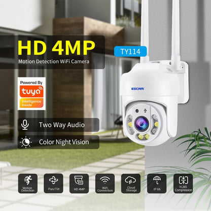 ESCAM TV114 4MP WiFi Camera Support Two-Way Voice & Night Vision & Motion Detection, Specification:UK Plug by ESCAM