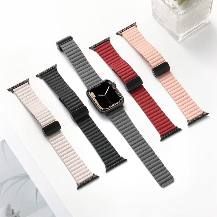 For Apple Watch Series 5 40mm Water Ripple Magnetic Folding Buckle Watch Band, Style: Bold Version(Black) by bashfashion