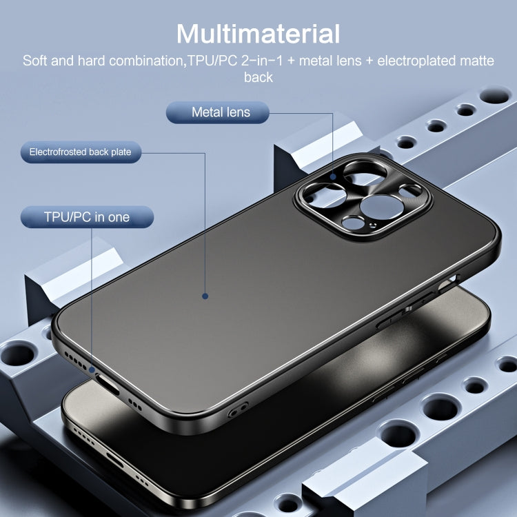 For iPhone 14 Pro R-JUST RJ-61 Electroplating Frosted TPU + PC Phone Case with Holder(Silver) by R-JUST