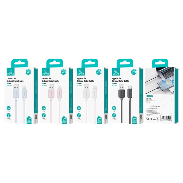 USAMS US-SJ693 USB to USB-C / Type-C 3A Striped Fast Charge Data Cable, Length:2m(Blue) by USAMS