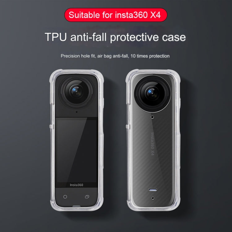 For Insta360 X4 Clear 1.5mm Soft TPU Protective Case Single Cover(Clear Black) by bashfashion