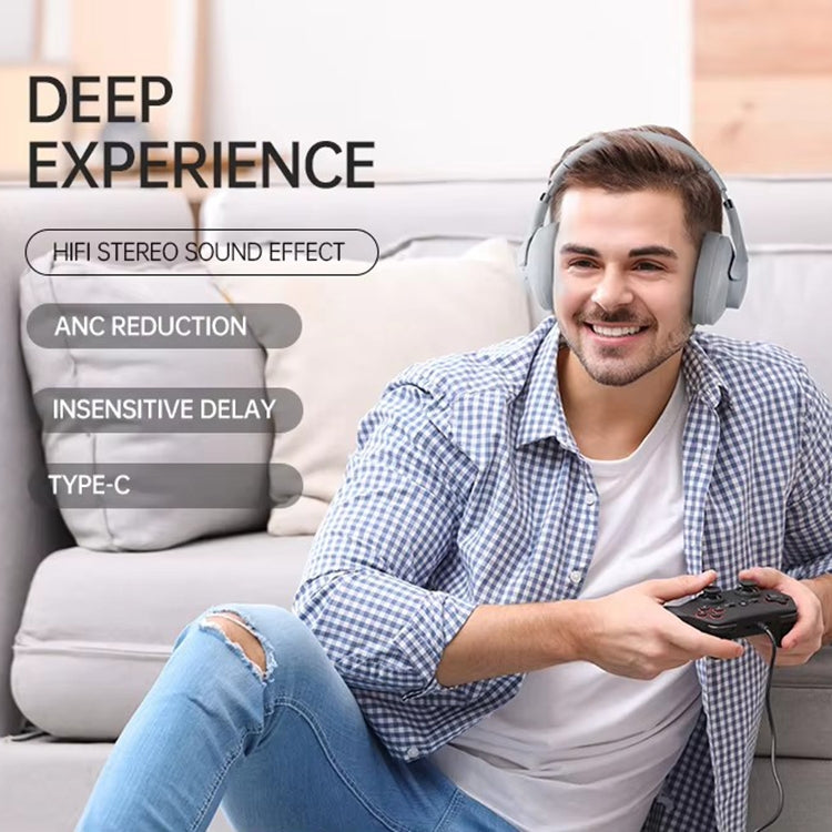 BT048 ANC Noise Reduction Bluetooth 5.3 Wireless Headset(Apricot) by bashfashion