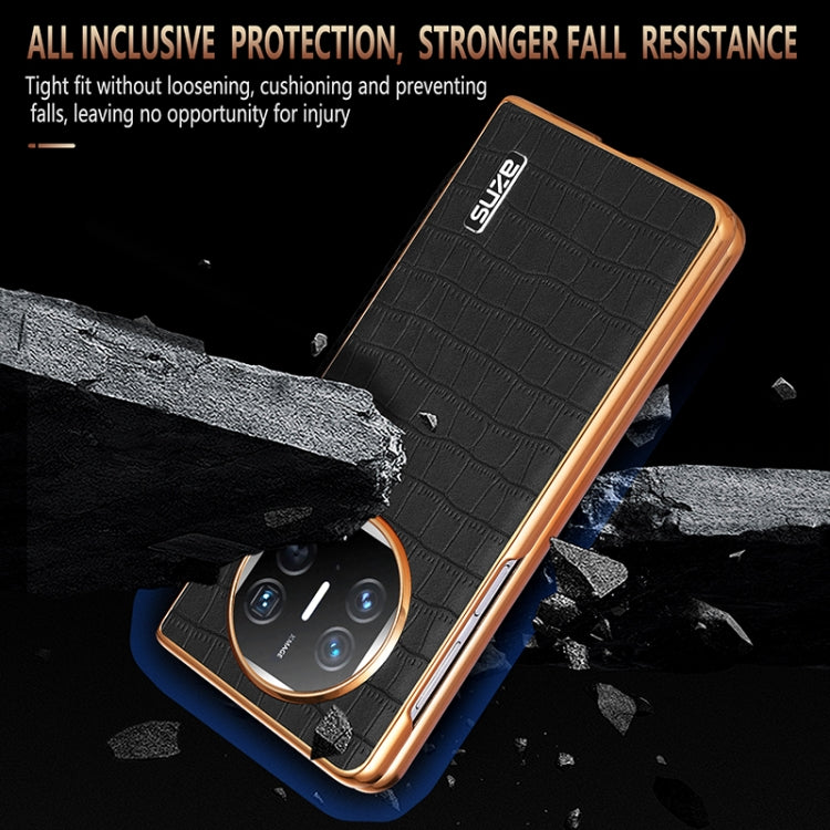 For Huawei Mate X3 / X5 AZNS Electroplated Frame Crocodile Texture Full Coverage Phone Case(Black) by AZNS