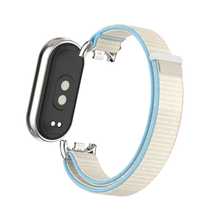 For Xiaomi Smart Band 9 / 8 Metal Connector + Loop Nylon Hook and Loop Fastener Watch Band(Milk White) by bashfashion
