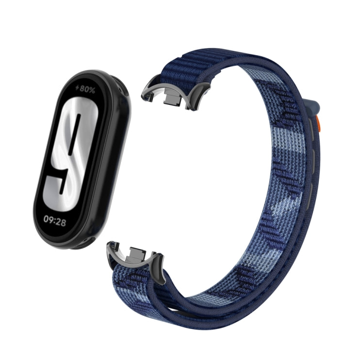 For Xiaomi Smart Band 9 / 8 Metal Connector + Loop Nylon Hook and Loop Fastener Watch Band(Quiet Blue) by bashfashion