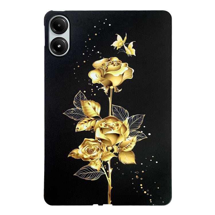 For Redmi Pad Pro / Pad Pro 5G Color Painting Pattern Smart Tablet TPU Case(Golden Rose) by bashfashion