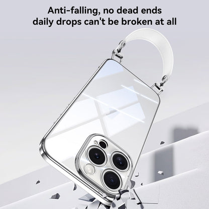 For iPhone 14 SULADA Electroplated Clear TPU Soft Frame Phone Case with Wrist Strap(Purple) by SULADA