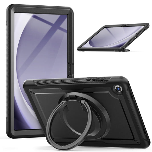For Samsung Galaxy Tab A11+ / A9+ Honeycomb Hybrid Tablet Case with Handle Holder & Strap(Black) by bashfashion