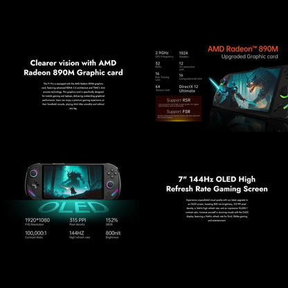 ONE-NETBOOK OneXPlayer F1 Pro 7 inch Handheld Game Console, 64GB+4TB, Windows 11 AMD Ryzen AI 9 HX 370 CPU(US Plug) by ONE-NETBOOK