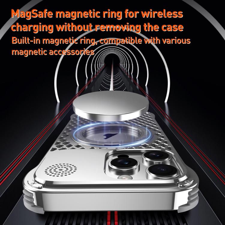 For iPhone 15 R-JUST RJ-64 Aromatherapy Heat Dissipation MagSafe Phone Case with Stand(Black) by R-JUST