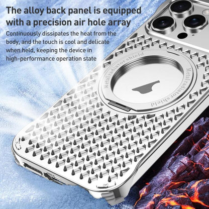 For iPhone 14 Pro R-JUST RJ-64 Aromatherapy Heat Dissipation MagSafe Phone Case with Stand(Silver) by R-JUST