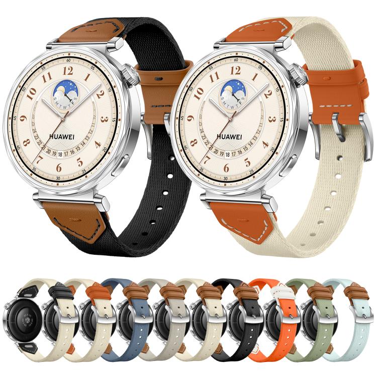 For Huawei Watch GT 5 41mm Quick Release Button Hybrid Braid Watch Band(Orange White) by bashfashion