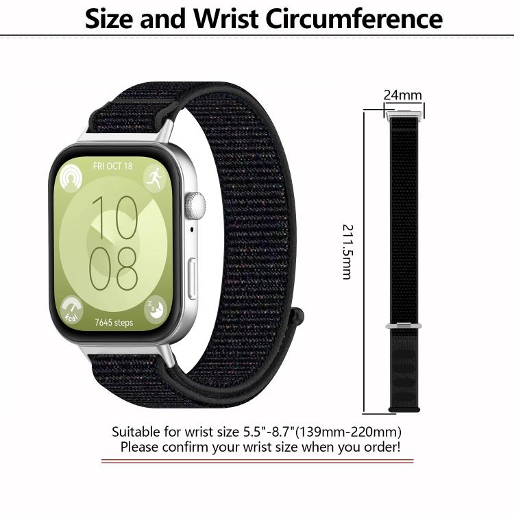 For Huawei Watch Fit3 Kalebol Hook and Loop Nylon Strap(Black) by Kalebol