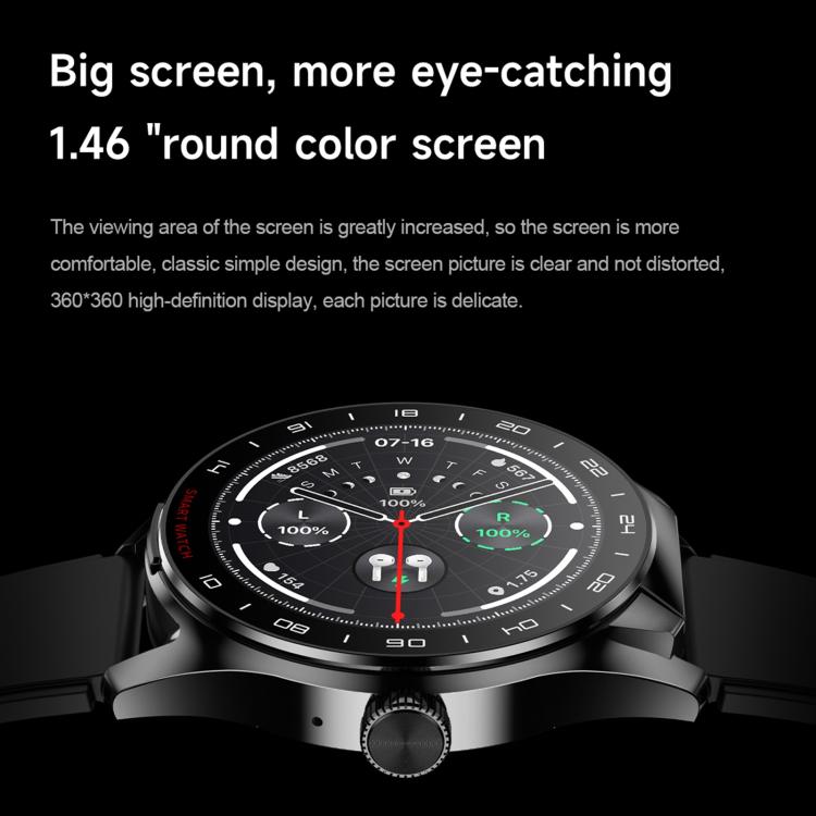 D9 1.46 inch 2 in 1 Bluetooth Earphone Smart Watch, Support Bluetooth Call / NFC / Heart Rate(Silver) by bashfashion