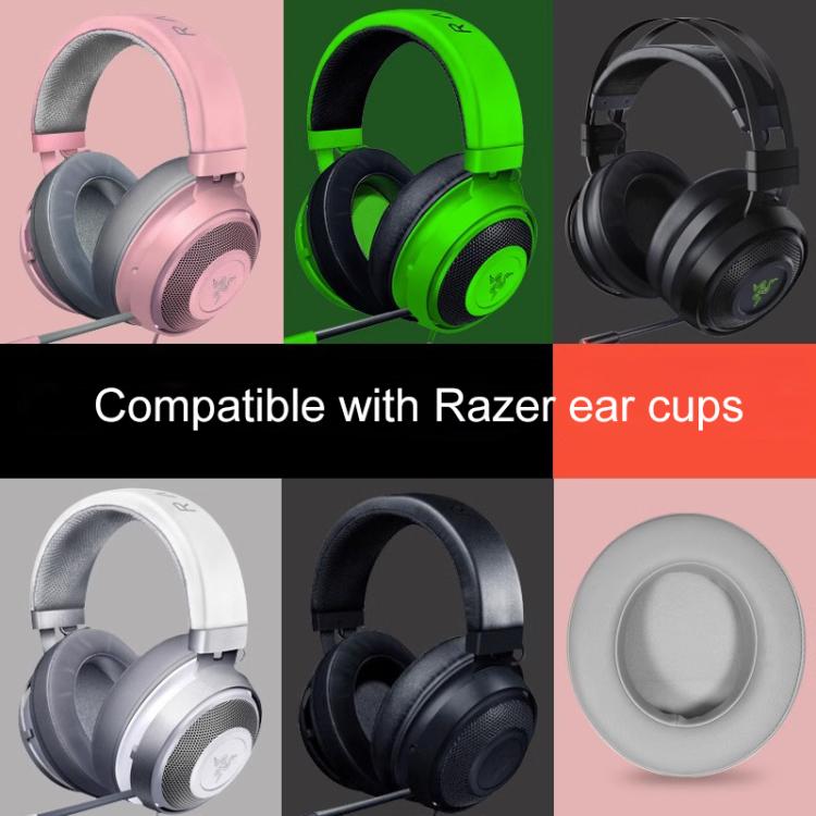 2pcs Insert Replacement Earpads For Razer Kraken Tournament / Edition / Kraken Kitty, Material:Protein Leather and Ice Silk Fabric(Black) by bashfashion