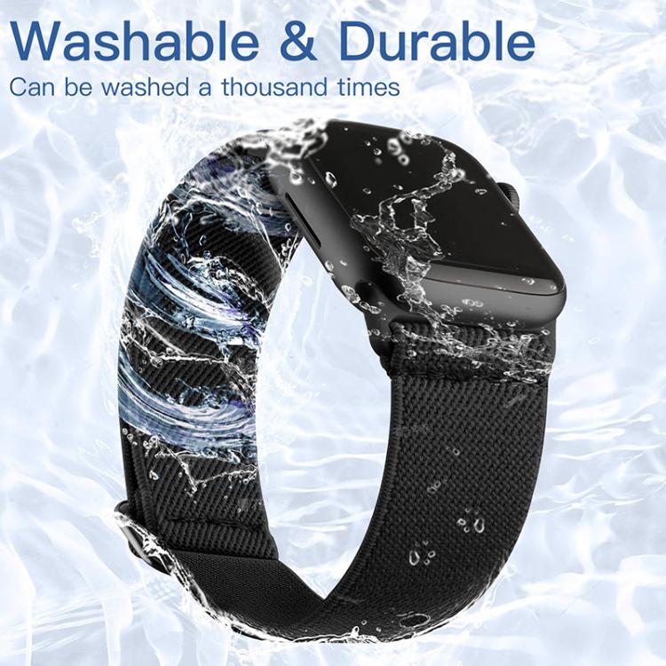 For Apple Watch 38 / 40 / 41 / S10 42mm xDfind Adjustable Slide Buckle Elastic Nylon Watch Band(Black) by xDfind