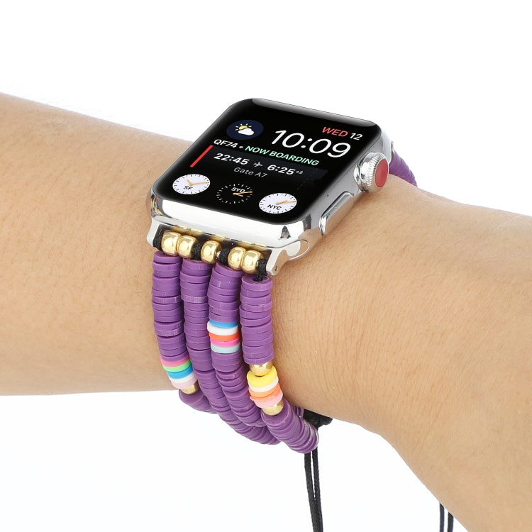 Bohemian Style Soft Ceramic Beaded Strap For Apple Series 7 45mm / 6 & SE & 5 & 4 44mm / 3 & 2 & 1 42mm(Purple) by bashfashion
