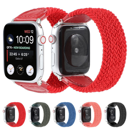 Nylon + Leather Braided Watch Band For Apple Watch Series 7 41mm / 6 & SE & 5 & 4 40mm / 3 & 2 & 1 38mm, Size:M(Red) by bashfashion