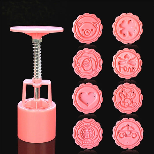 DIY Fondant Cake Mold Biscuit Cookie Cutters Baking Tools with 8 PCS Round Cartoon Patterns(Pink) by bashfashion
