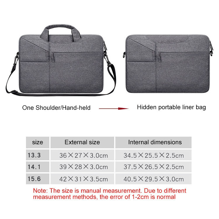 ST02S Waterproof Tear Resistance Hidden Portable Strap One-shoulder Handbag for 14.1 inch Laptops, with Suitcase Belt(Dark Gray) by bashfashion