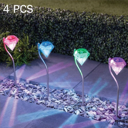 A108 4 PCS LED Solar Power Lamp, Outdoor Garden Landscape Path Decorative Diamond Lights, Random Color Delivery by bashfashion