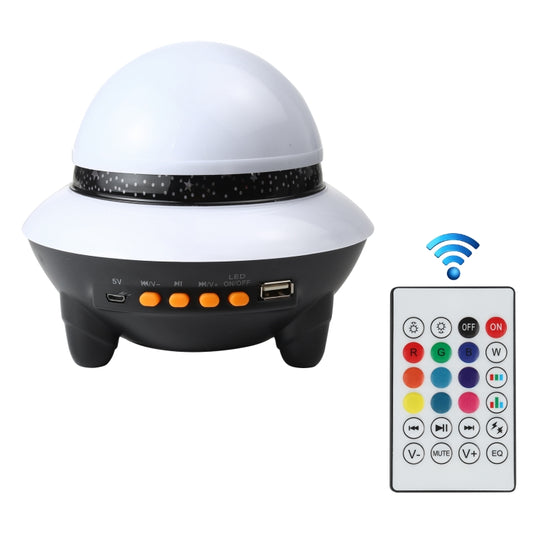 LED Flying Saucer Starry Sky Light Bluetooth Music Star Projection Night Light with Remote Control (White) by bashfashion