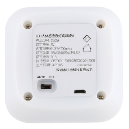 CL053 LED Square Human Body Sensor Light, Style: Linkage (Warm White) by bashfashion