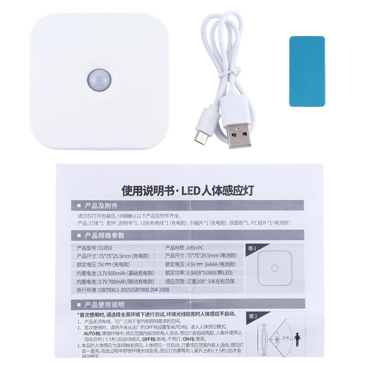 CL053 LED Square Human Body Sensor Light, Style: Linkage (Warm White) by bashfashion