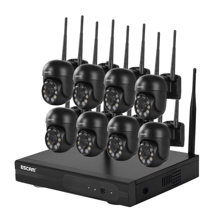 ESCAM WNK618 3.0 Million Pixels 8-channel Wireless Dome Camera HD NVR Security System, Support Motion Detection & Two-way Audio & Full-color Night Vision & TF Card, AU Plug by ESCAM