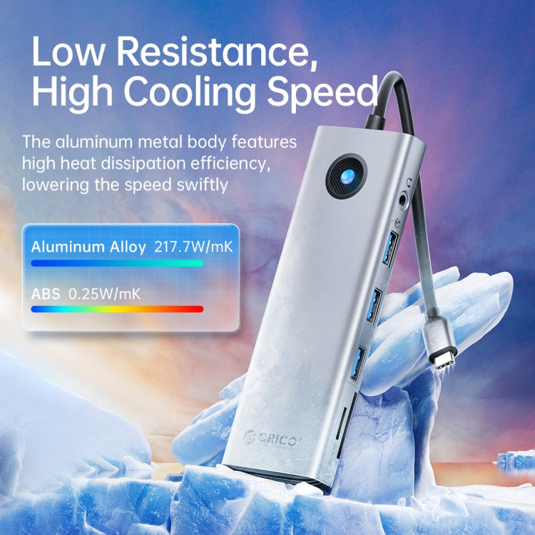 ORICO PW11-9P Type-C / USB-C 8-in-1 5Gbps Multifunction Docking Station(Dark Gray) by ORICO