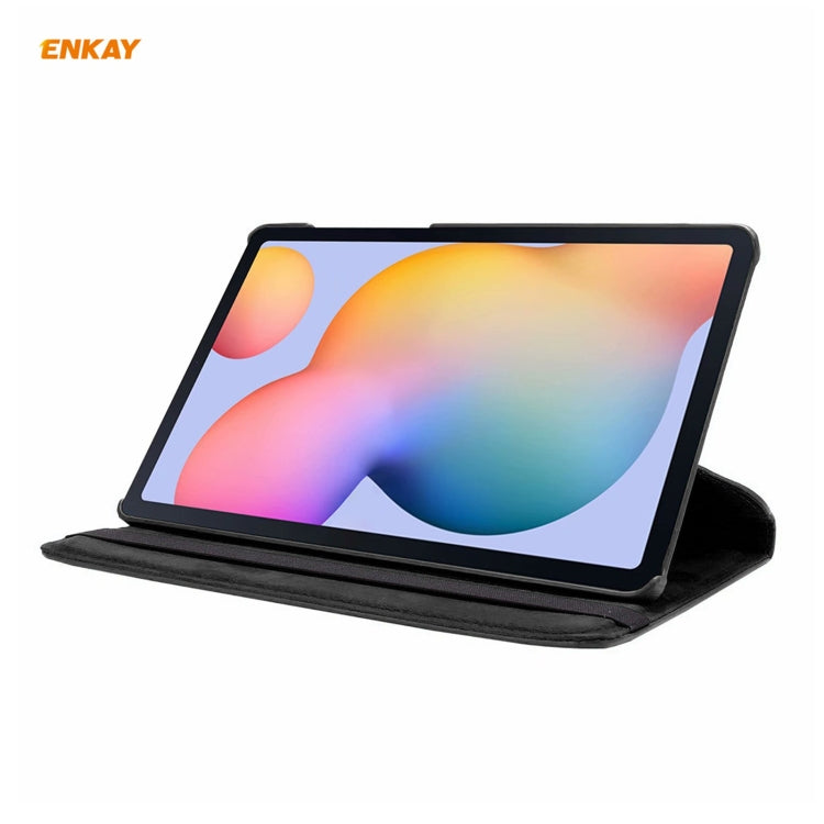 For Samsung Galaxy Tab S6 Lite P610 / P615 / Tab S6 Lite 2022 / P613 / P619 ENKAY 360 Rotation Kickstand Leather Smart Tablet Case(Black) by ENKAY