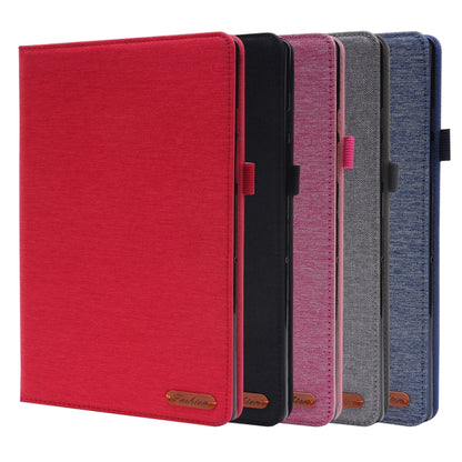 For Samsung Galaxy Tab A8 10.5 2021 Horizontal Flip Fabric PU Leather Tablet Case with Card Slots & Holder(Rose Red) by bashfashion