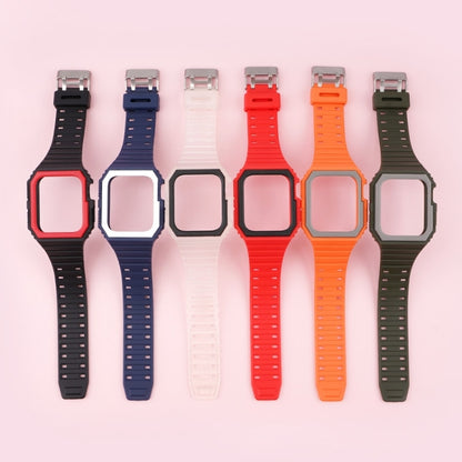 Silicone Strap with Case For Apple Watch Series 9&8&7 41mm / SE 3&SE 2&6&SE&5&4 40mm / 3&2&1 38mm(Blue+Red) by bashfashion