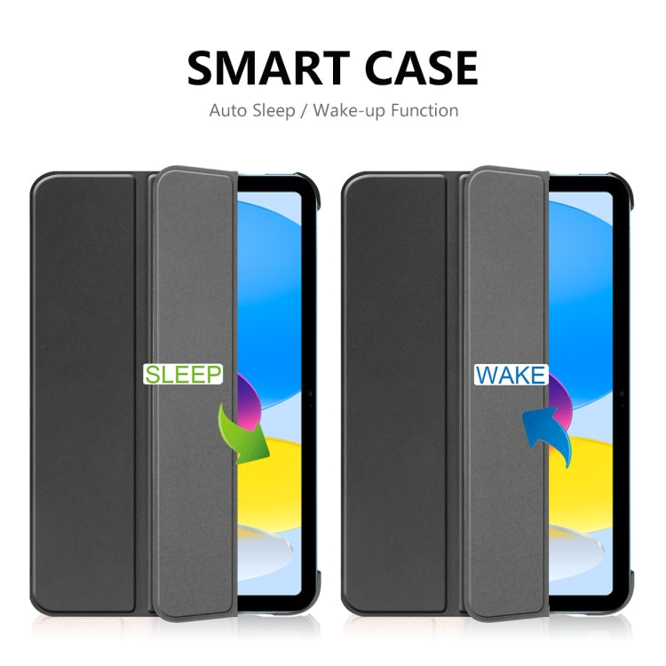 For iPad 2025 / 2022 ENKAY Tri-fold Custer Texture Leather Stand Smart Case(Grey) by ENKAY