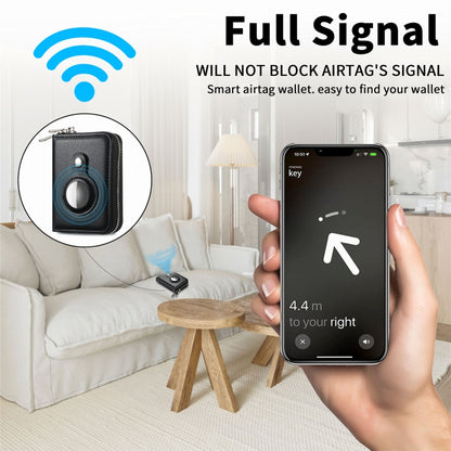 For AirTag Zipper Wallet Protective Cover Case(Black) by bashfashion