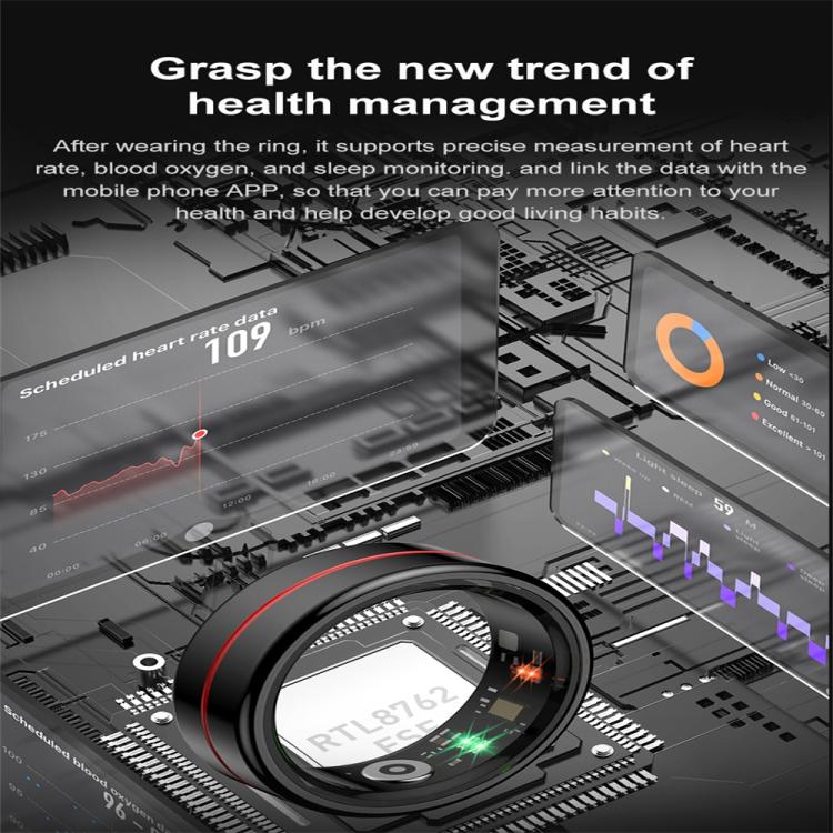 R04 SIZE 13 Smart Ring, Support Heart Rate / Blood Oxygen / Sleep Monitoring / Take Photos(Silver) by bashfashion