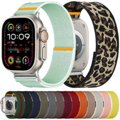 For Apple Watch 42mm / 41mm / 40mm / 38mm Adjustable Single Loop Elastic Nylon Watch Band(Leopard Print) by bashfashion