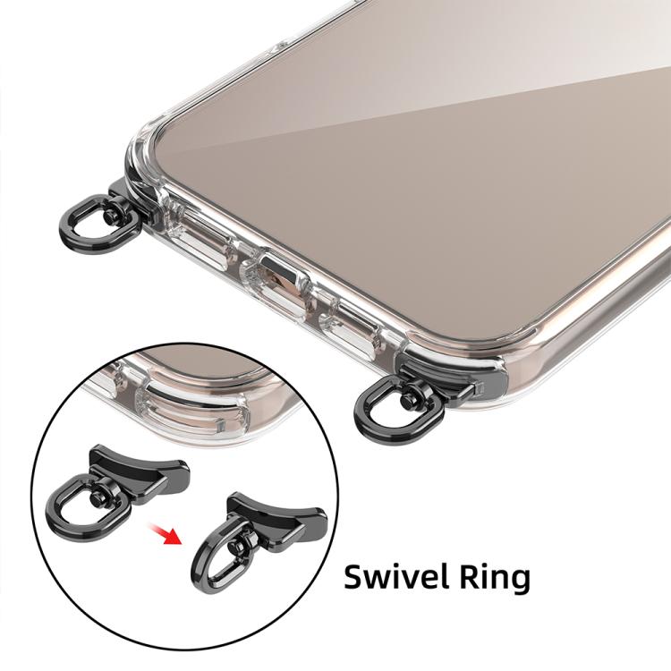 For iPhone 16 Pro Kalebol Minimalist High Transparency Multi Color Rotating Lanyard Hole Phone Case(Black) by Kalebol