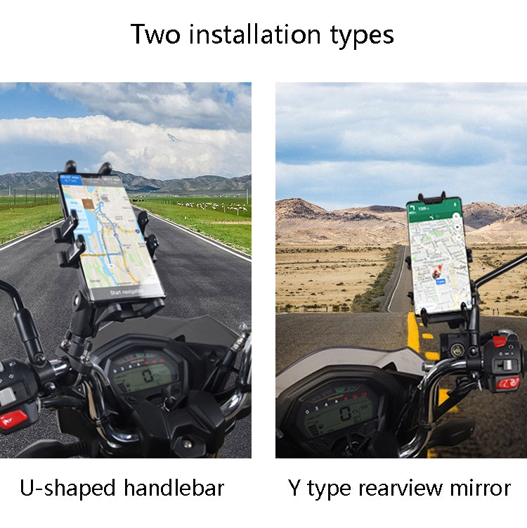 Motorcycle Multi-Function Mobile Phone Holder Adjustable Universal Locomotive Riding Anti-Shake Fixed Equipment(All-rounder Y) by bashfashion