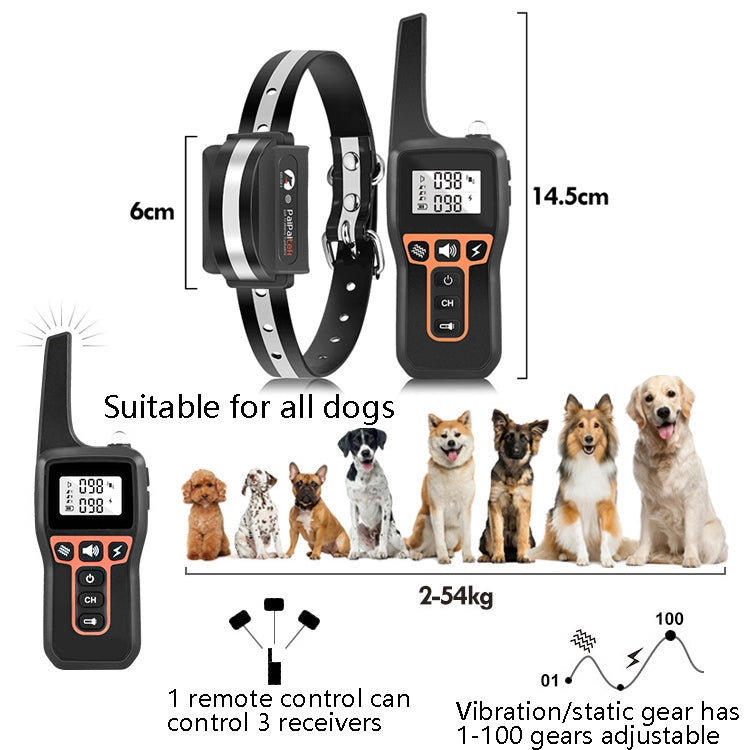 PaiPaitek PD529 Remote Control Dog Training Device Voice Control Anti-Barking Device Dog Training Device(Black) by PaiPaitek