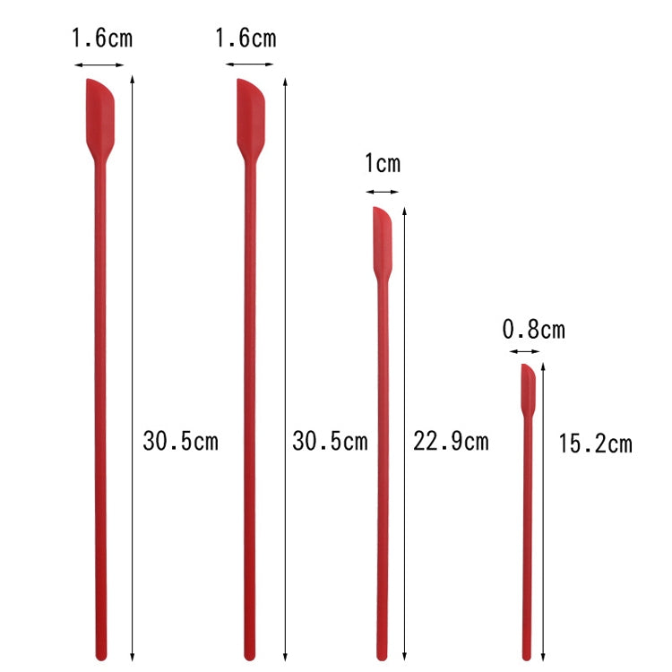 4 in 1 Silicone Mini-Pointed Scraper Lengthening Cosmetic Bottle Scraper Jam Spatula Set(Black) by bashfashion