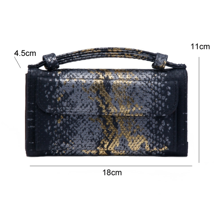 Ladies Snake Sequins Print Wrist Bag Multifunctional Chain One-Shoulder Diagonal Wallet(Gold) by bashfashion