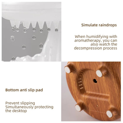 V50 Desktop Colorful Night Light Humidifier Wood Grain Water Drop Aroma Diffuser, Spec: UK Plug(Green) by bashfashion