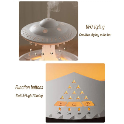 UFO Water Drop Aromatherapy Humidifier Desktop Remote Control Diffuser, Plug: AU Plug(White) by bashfashion