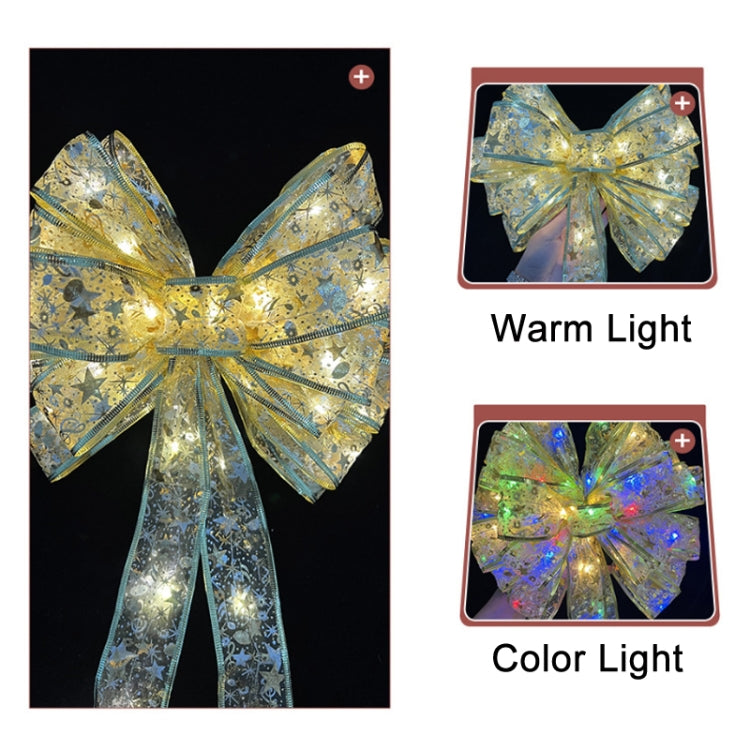 Christmas LED Lights Bronzing Double Ribbon String Lights, Specification: 4m(Gold Red Color Light) by bashfashion