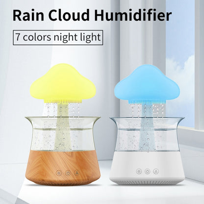 CH06 300ml Rain Humidifier Mushroom Cloud Colorful Night Lamp Aromatherapy Machine, Style: With Remote Controller(White) by bashfashion