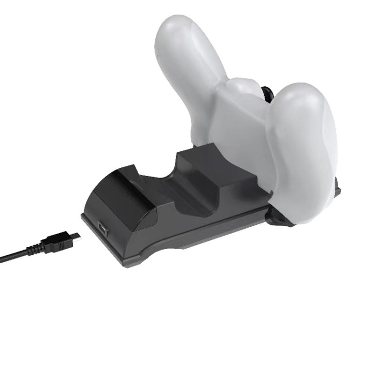 For PS4 Slim / Pro Gamepad Docking Charger Controller Dual Charger With Display Lights(White) by bashfashion